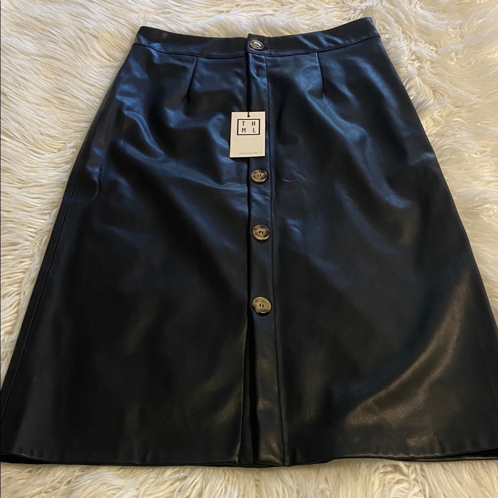 THML Black Button-Front Pencil Skirt mid length 27” brand new - Picture 6 of 7